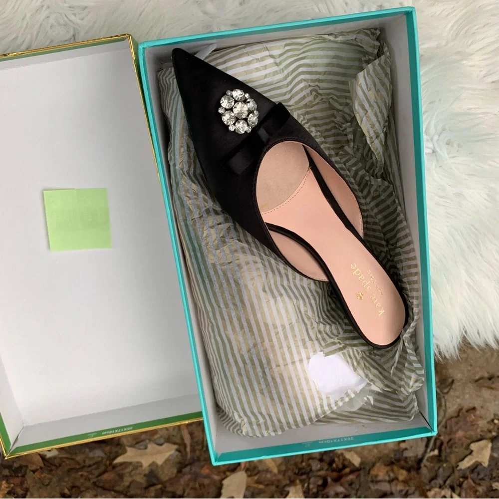 Kate Spade Darlene Black Embellished Women's Mules Size 6.5